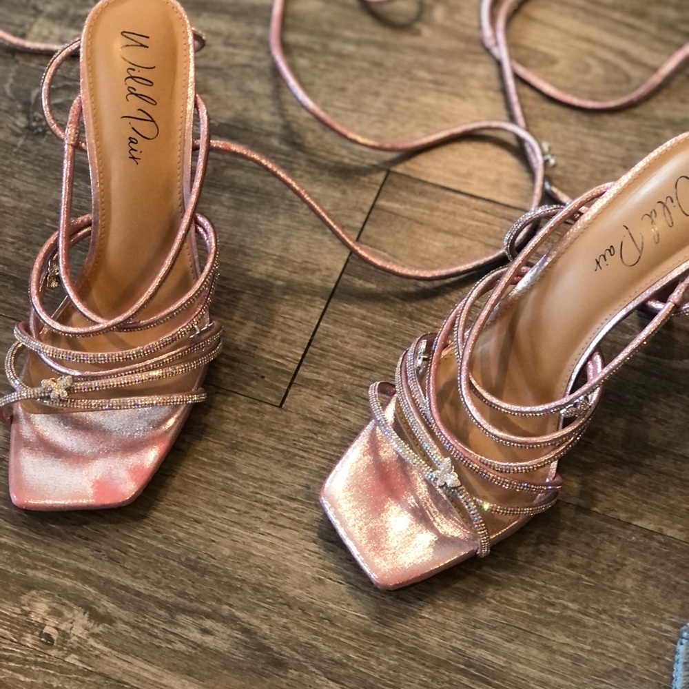 Wild Pair Sparkling Pink Strappy Heels